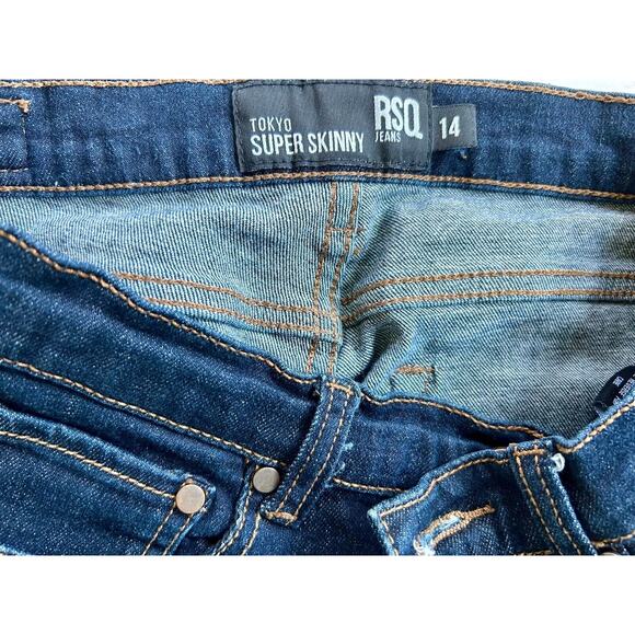 RSQ Jeans Tokyo Super Skinny Fit Med Blue Wash Denim Boys 14 (25x26.5) - Picture 2 of 6